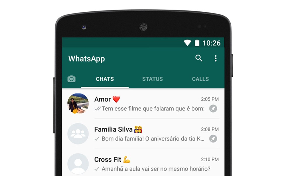 WhatsApp agora permite fixar conversas no topo da janela de mensagens (Foto: Divulgação)