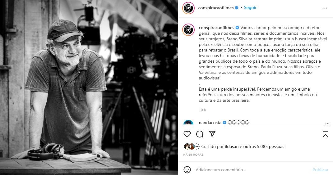 Breno Silveira recebe tributo da Conspiração Filmes (Foto: Reprodução / Instagram)