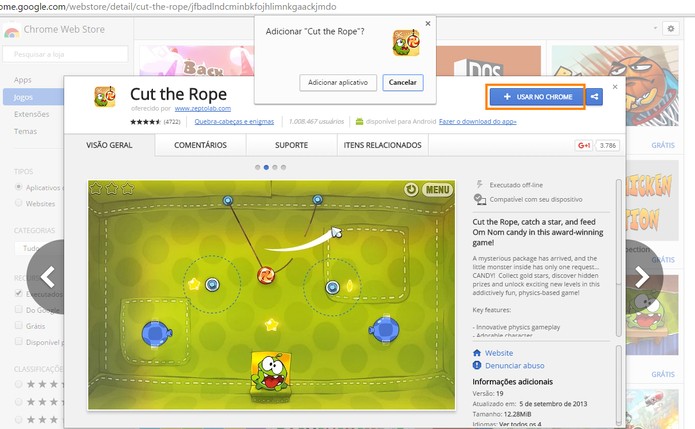 Adicione o App do jogo no Google Chrome (Foto: Reprodução/Barbara Mannara)