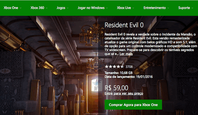 Resident Evil 0 HD: como fazer o download no Xbox 360 e Xbox One (Foto: Reprodução/Victor Teixeira)