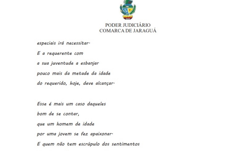 Juiz De Goias Escreve Poema Para Decidir Sobre Processo De Separacao Pensao E Divisao De Bens Veja Versos Goias G1