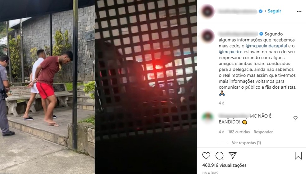 Produtora de MC chegou a fazer postagem sobre o ocorrido em Guarujá, SP — Foto: Reprodução/Instagram