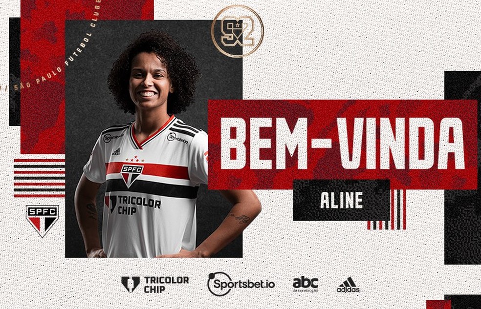 Aline Milene é anunciada como reforço do São Paulo — Foto: Divulgação