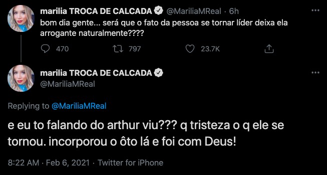 Mariília Mendonça comenta BBB (Foto: Reprodução/Twitter)