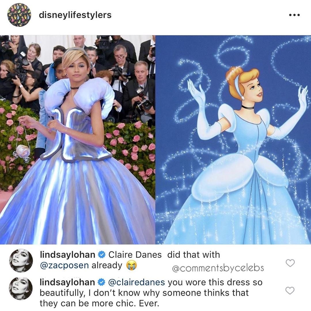 Comentário de Lindsay Lohan sobre vestido de Zendaya no MET Gala de 2019 (Foto: Instagram)