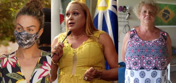 Paula Volp (à esquerda), Pâmela Volp (ao centro) e Lamar Bionda (à direita) foram detidas durante a Operação "Libertas" em Uberlândia — Foto: Montagem/g1