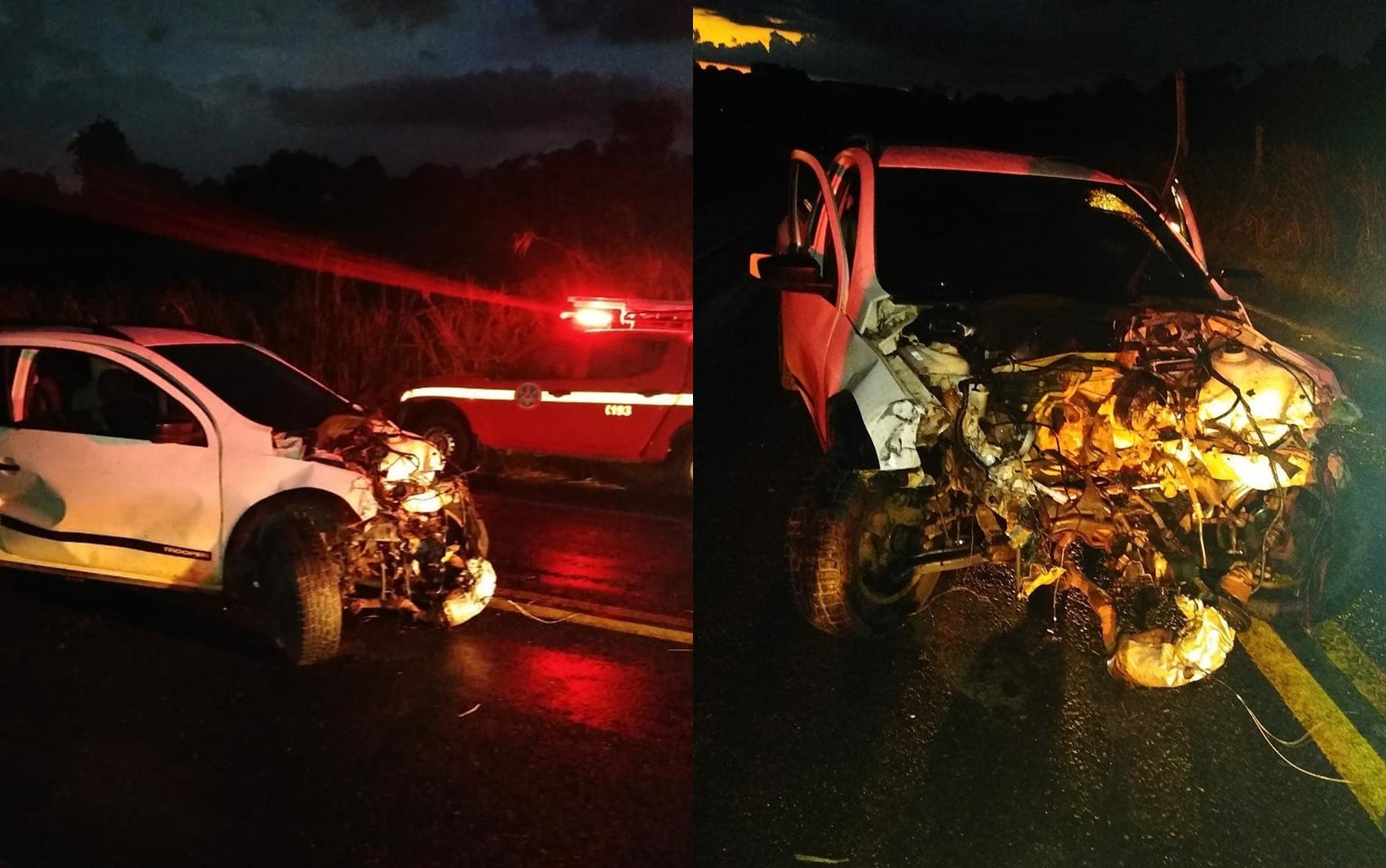 Carro e caminhão batem de frente na BR-491, em Guaranésia, MG