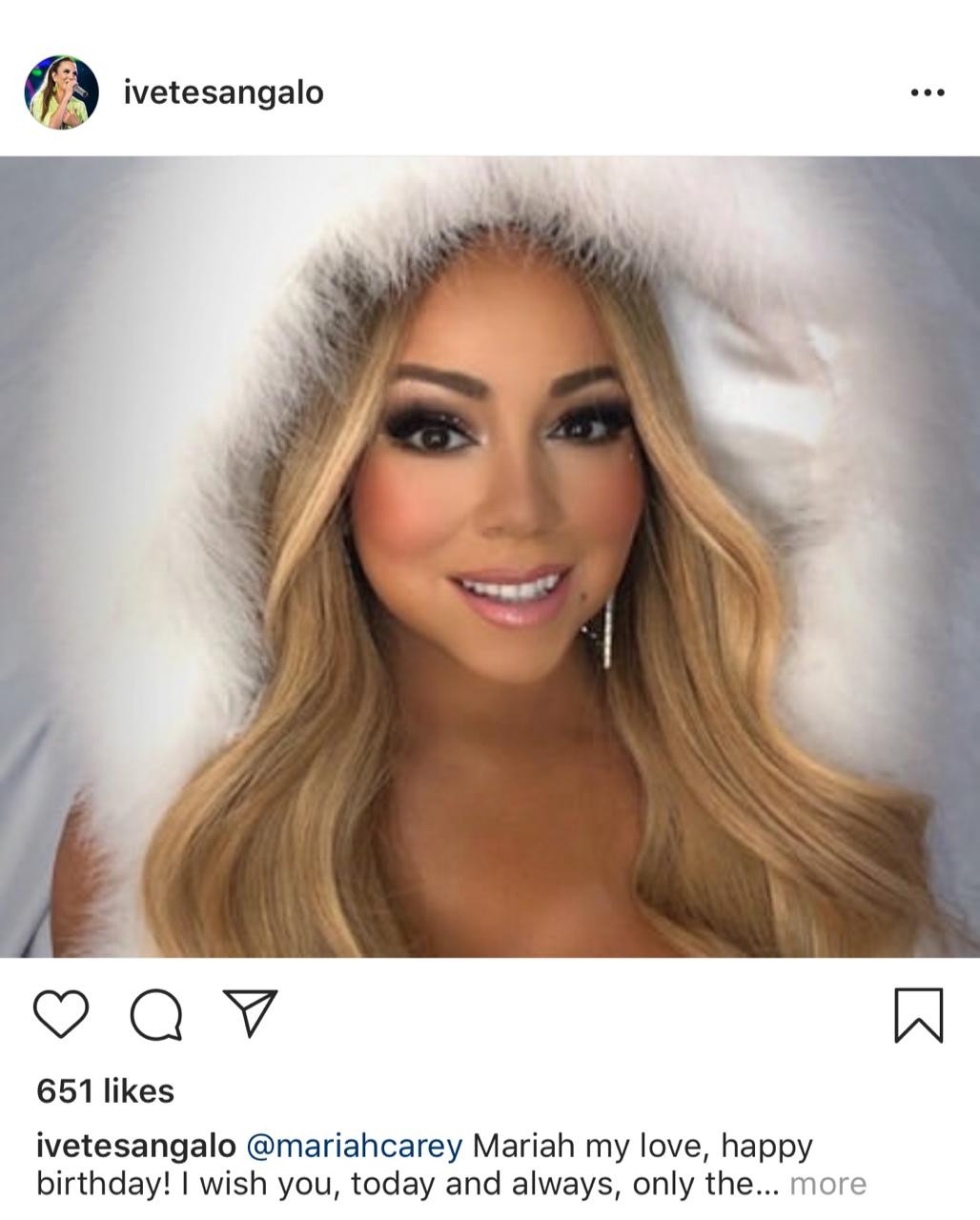 Ivete Sangalo deseje feliz aniversário para Mariah Carey  (Foto: Reprodução/ Instagram )