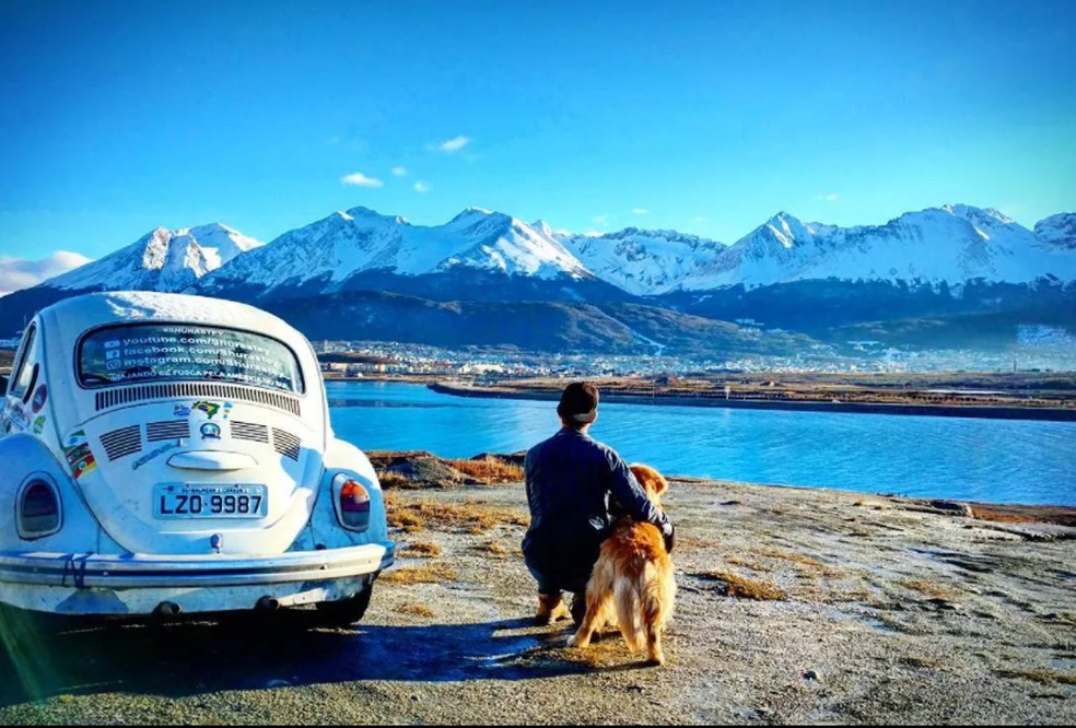 Jesse durante viagem ao Ushuaia  — Foto: Reprodução