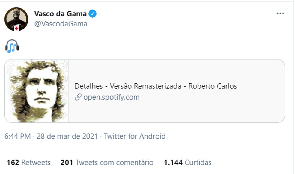 O Vasco usou a música "Detalhes" do vascaíno Roberto Carlos para iniciar o anúncio de Morato — Foto: Reprodução