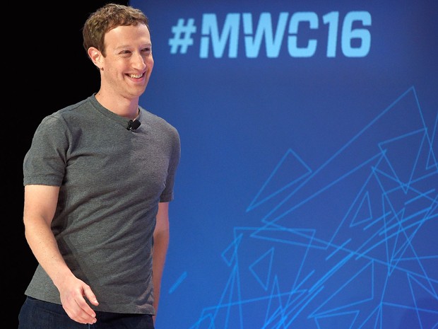 Mark Zuckerberg, presidente-executivo do Facebook, no Mobile World Congress 2016. (Foto: Lluis Gene / France Presse)