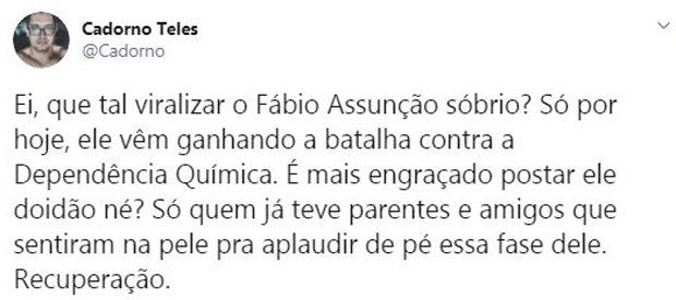 Cadorno Teles cria corrente de amor para Fabio Assunção (Foto: Reprodução/Twitter)