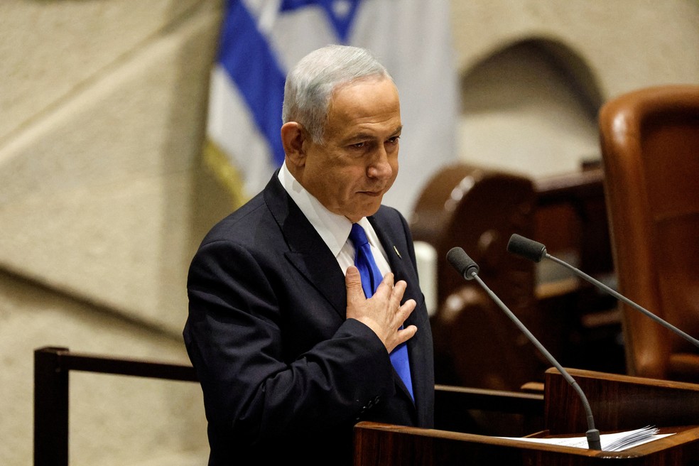 Benjamin Netanyahu fala ao Parlamento em 29 de dezembro de 2022 — Foto: Amir Cohen/REUTERS