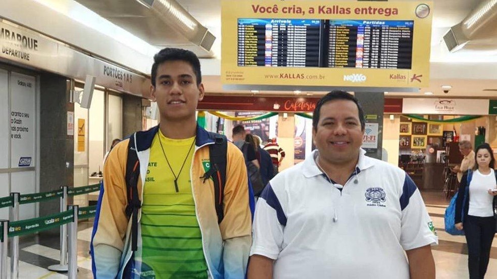 Erick Taira, de 19 anos, representa Mato Grosso do Sul e o Brasil na categoria adulta de shiai-kumite — Foto: Confederação Brasileira de Karatê/Divulgação