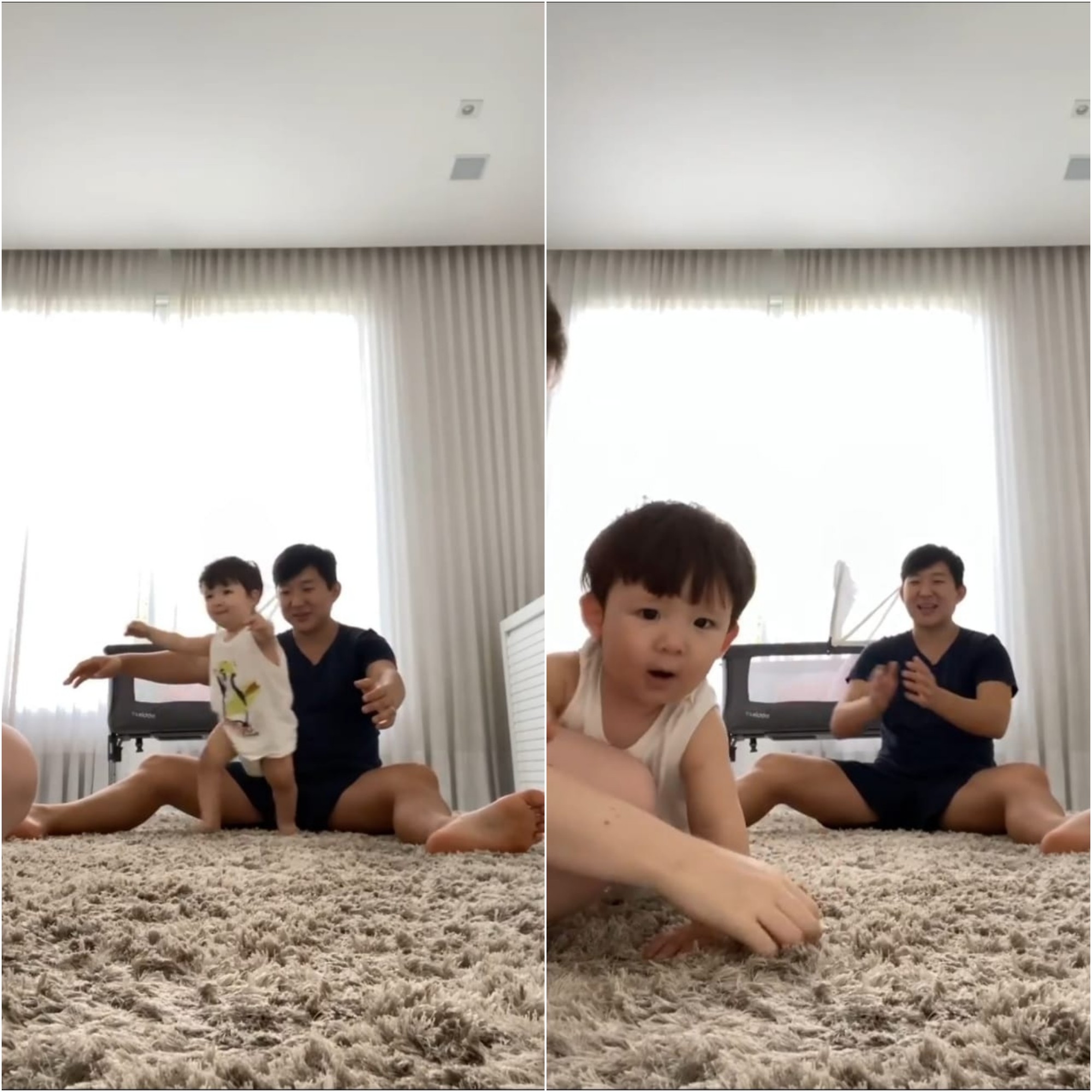 Pyong e Sammy mostram os primeiros passos de Jake (Foto: Reprodução/Instagram)