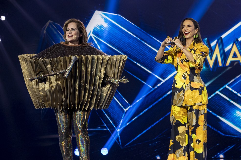 Renata Ceribelli é a segunda eliminada do 'The Masked Singer Brasil' — Foto: Globo/Kelly Fuzaro