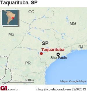 Mapa Taquarituba - vale este (Foto: Arte/ G1)