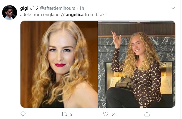 Fãs comparam semelhanças entre Angélica e Adele (Foto: Reprodução / Twitter)