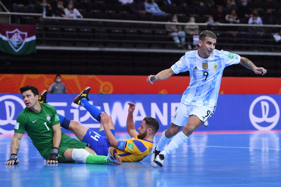 Borruto comemora um dos gols da Argentina — Foto: Alex Caparros/FIFA