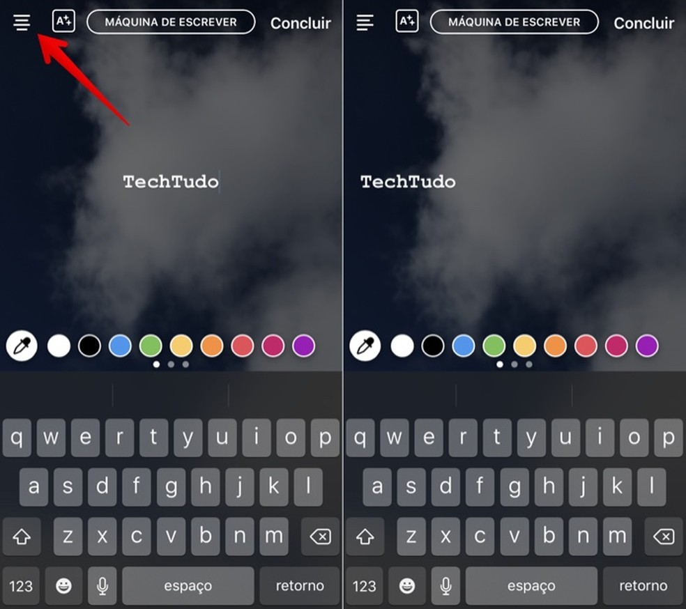 Altere o alinhamento da frase no Stories de maneira simples — Foto: Reprodução/Helito Bijora