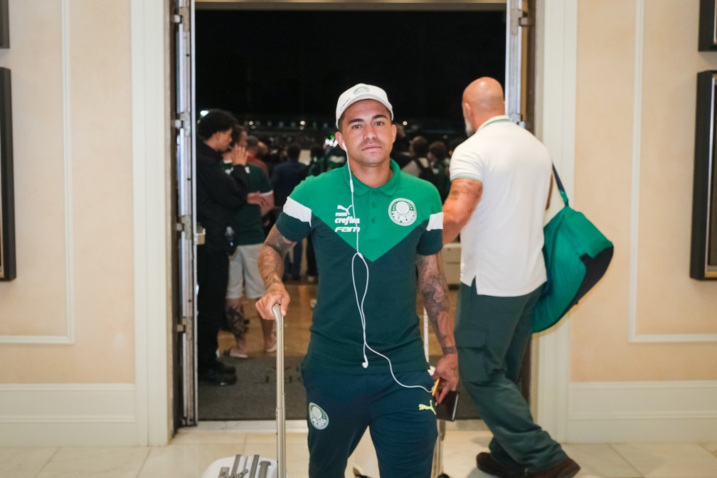 Dudu na chegada do Palmeiras em Orlando para o Torneio da Flórida, no começo deste ano — Foto: Igor Castro/Florida Cup