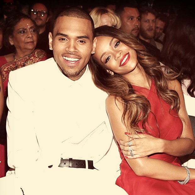 Chris Brown e Rihanna em fevereiro deste ano (Foto: Getty Images)