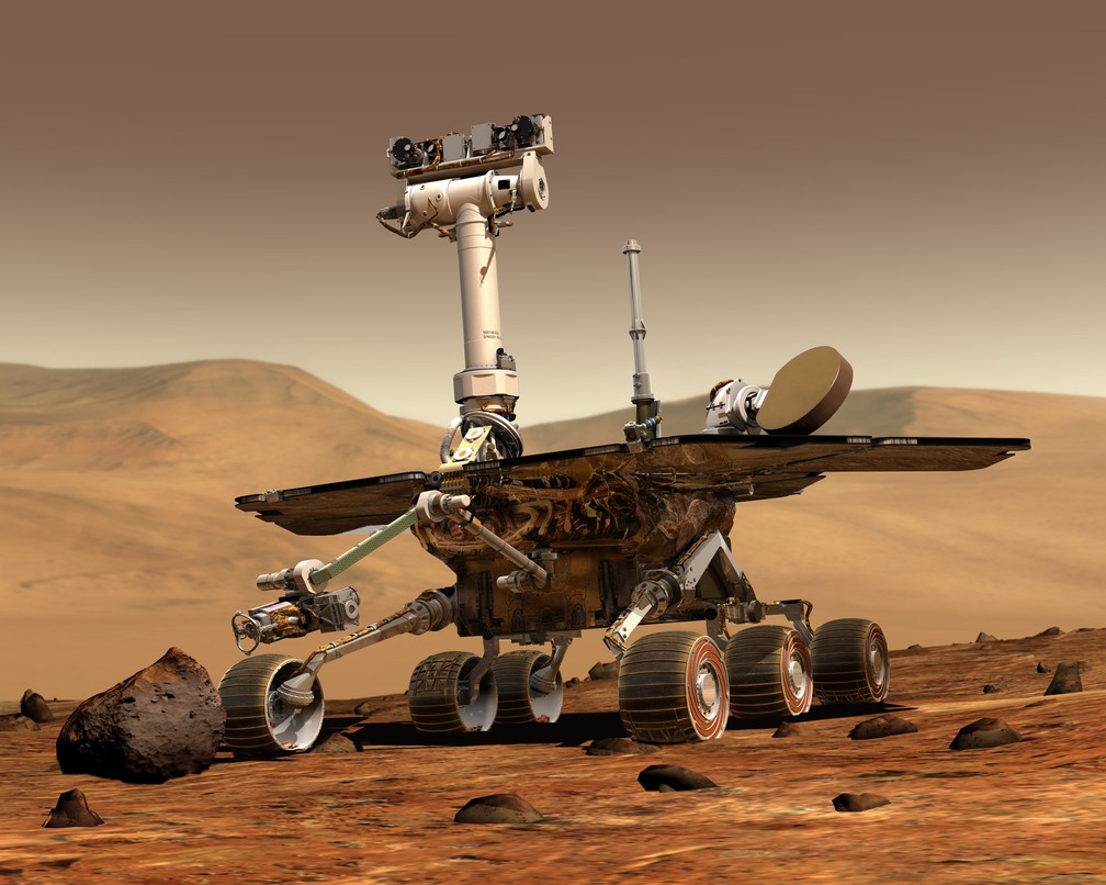 IlustraÃ§Ã£o mostra o jipe Opportunity em Marte â€” Foto: Nasa