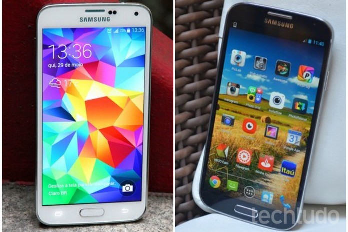 Galaxy S5, à esquerda, e Galaxy S4, à direita (Foto: Luciana Maline/TechTudo)