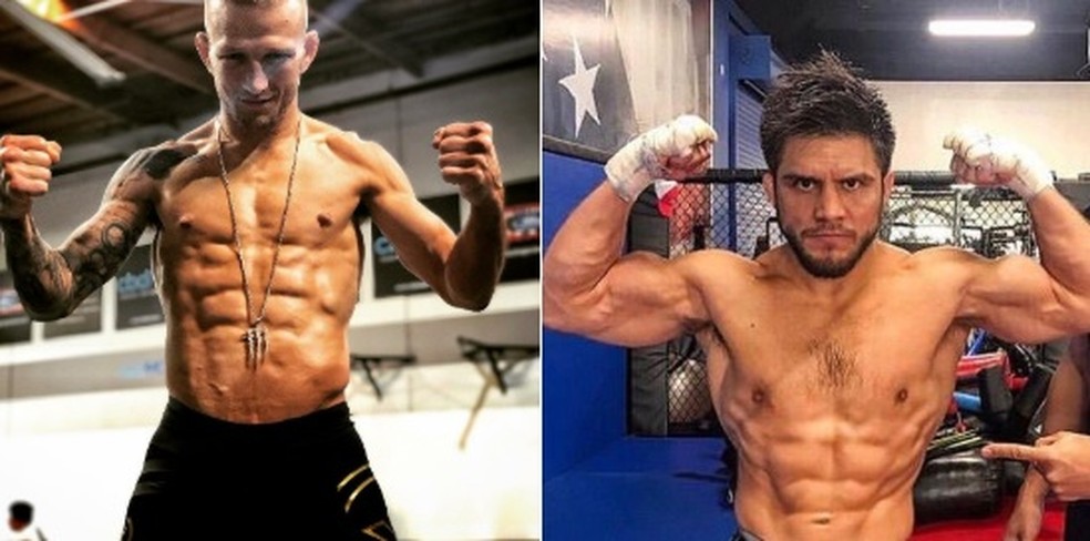 Comparação entre TJ Dillashaw e Henry Cejudo, protagonistas do UFC Brooklyn — Foto: Reprodução / Twitter