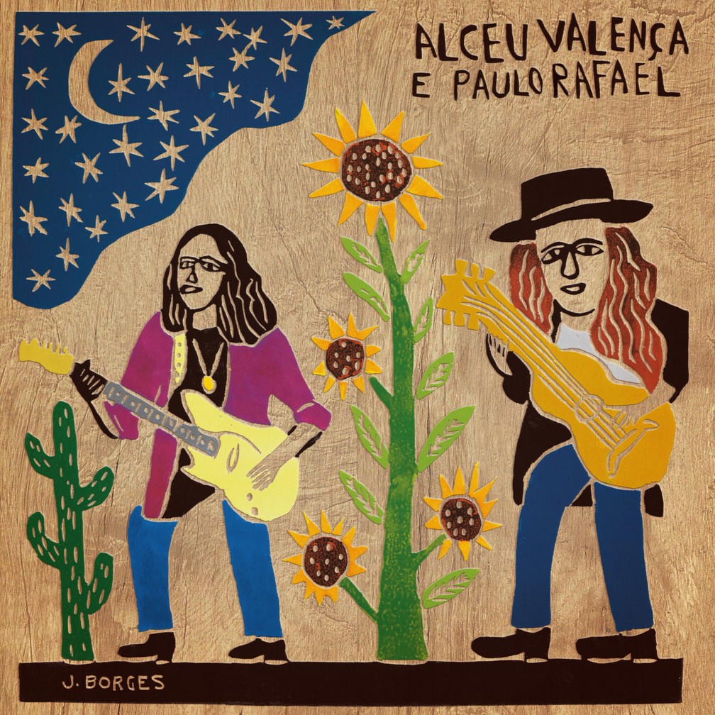 Capa do álbum 'Alceu Valença e Paulo Rafael' — Foto: Xilogravura de J. Borges