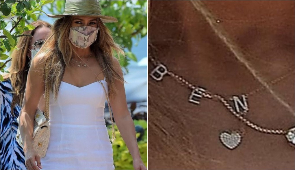 Jennifer Lopez usa colar com o nome de Ben Affleck (Foto: Reprodução/Instagram @jloroom)