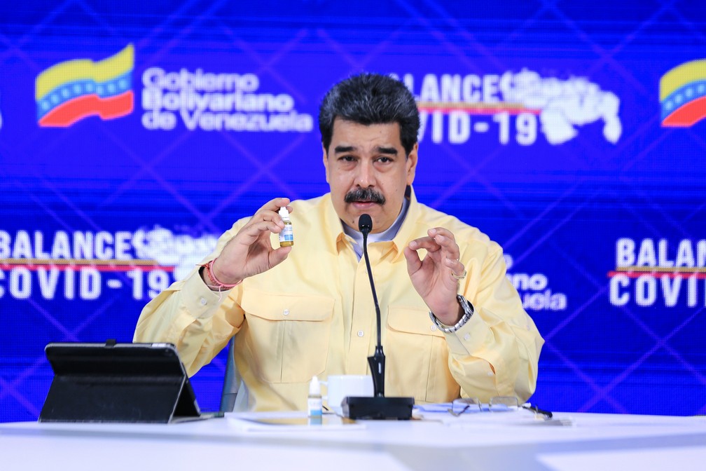 Presidente da Venezuela, Nicolás Maduro, em entrevista coletiva de 24 de janeiro — Foto: Jhonn Zerpa/AFP