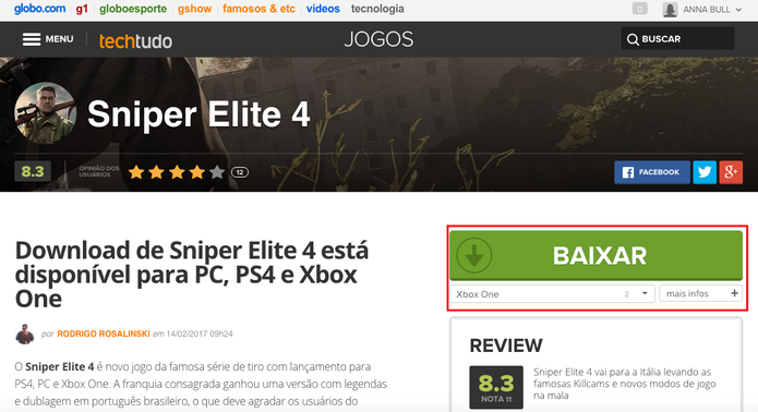 Baixe Sniper Elite 4 para Xbox One (Foto: Reprodução/Anna Kellen Bull)