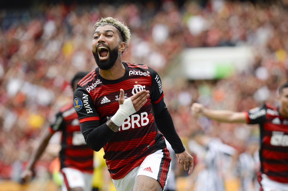 Pelo Flamengo, Gabriel só não tinha marcado contra o Galo, dos principais rivais do país — Foto: Marcelo Cortes / Flamengo