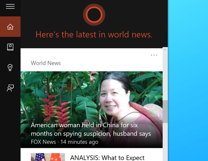 Cortana é capaz de entregar notícias e alertas de acordo com preferência do usuário (Foto: Reprodução/Elson de Souza)