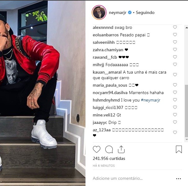 Brincadeira de seguidor em clique de Neymar Jr. com o pequeno Davi Lucca (Foto: Reprodução/Instagram)