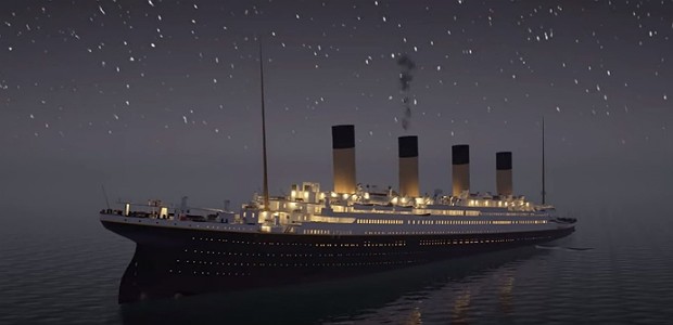 Cena do simulador do Titanic (Foto: Reprodução)