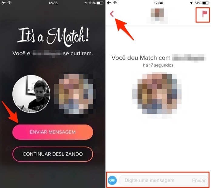 Tela que indica uma correspondência de interesse no app Tinder (Foto: Reprodução/Marvin Costa) Tela que indica uma correspondência de interesse no app Tinder (Foto: Reprodução/Marvin Costa)