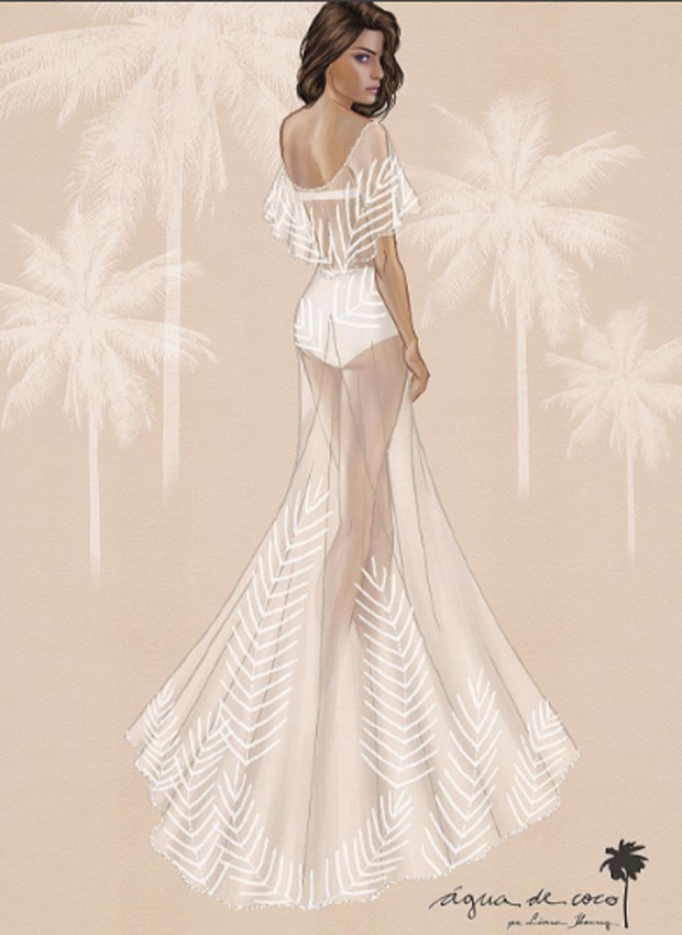 Vestido de noiva de Isabeli Fontana assinado pela Água de Coco (Foto: Reprodução/Instagram)
