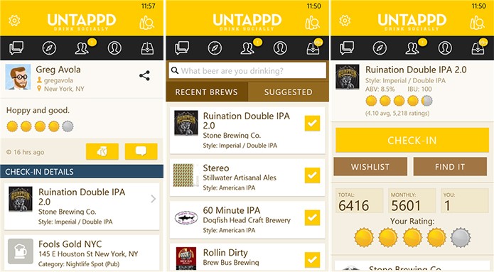 Untappd é um rede social de cervejas que ajuda usuário a achar novas marcas e descobrir bares (Foto: Divulgação/Windows Phone Store)