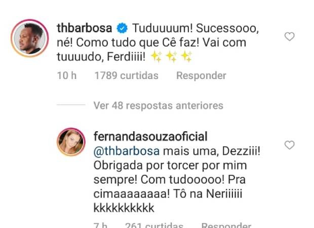 Fernanda Souza e Thiaguinho trocam mensagens (Foto: Reprodução/Instagram)