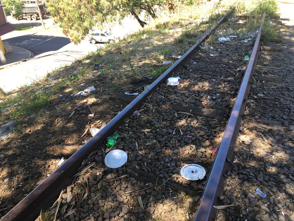 Ferrovia está abandonada na região de Presidente Prudente — Foto: Aline Costa/G1