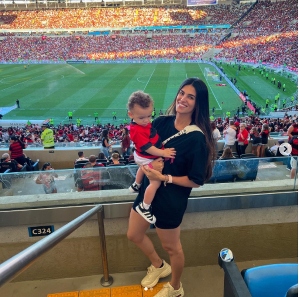 Anna Clara e Lucca estavam no Maracan&atilde; quando Fabr&iacute;cio Bruno fez dois pelo Flamengo &mdash; Foto: Reprodu&ccedil;&atilde;o