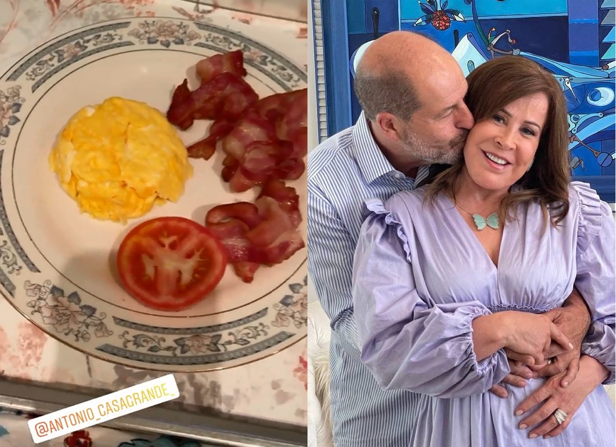 Na cama, Zilu Godói ganha café da manhã do namorado, Antonio Casagrande (Foto: Reprodução/Instagram)