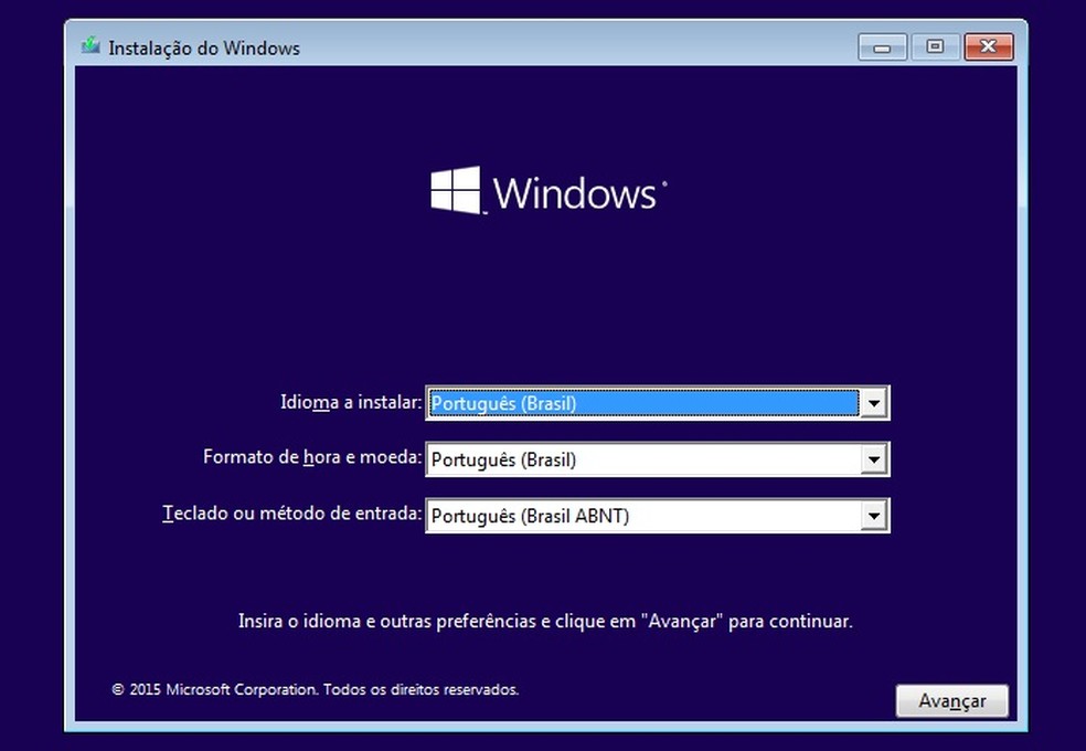 Instalação limpa do Windows 10 pode tirar tela azul durante atualização  (Foto: Reprodução/Helito Bijora)
