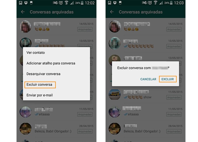 Exclua o recado na lista de arquivados pelo Android (Foto: Reprodução/Barbara Mannara)