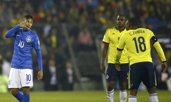 Neymar Zúñiga Brasil x Colômbia Copa América (Foto: Reuters)