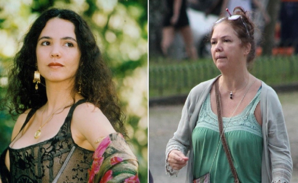Antes e depois: Tereza Seiblitz, como cigana Dara em Explode Coração (1995); visual atual, aos 58 anos de idade (Foto: Divulgação/TV Globo e Adão/AgNews)