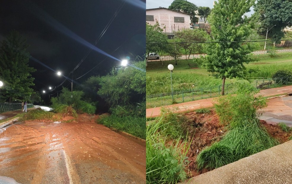 Chuva causa destruição na Avenida Mario Covas em Itapeva  — Foto: Arquivo Pessoal 