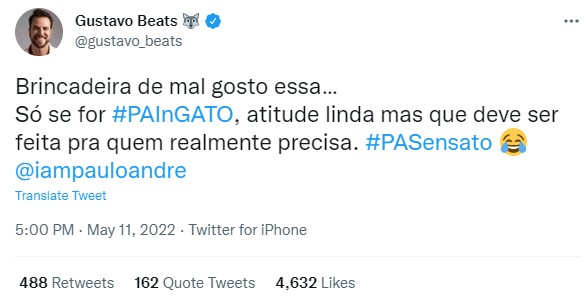 Gustavo defende Paulo André após atleta ser chamado de ingrato (Foto: Twitter)
